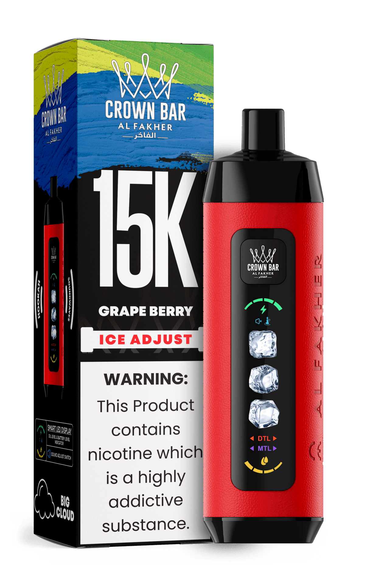Al Fakher Crown Bar 15k Ice Adjust Vape - VapeBoo