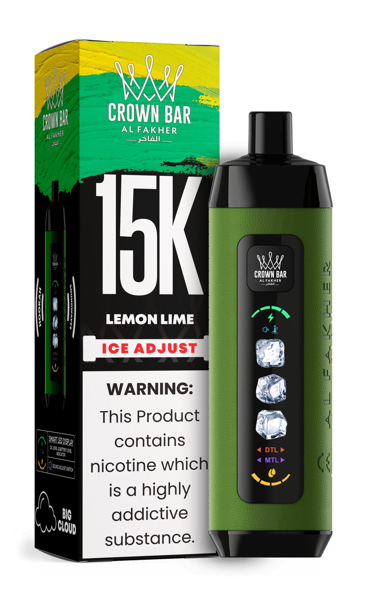 Al Fakher Crown Bar 15k Ice Adjust Vape - VapeBoo