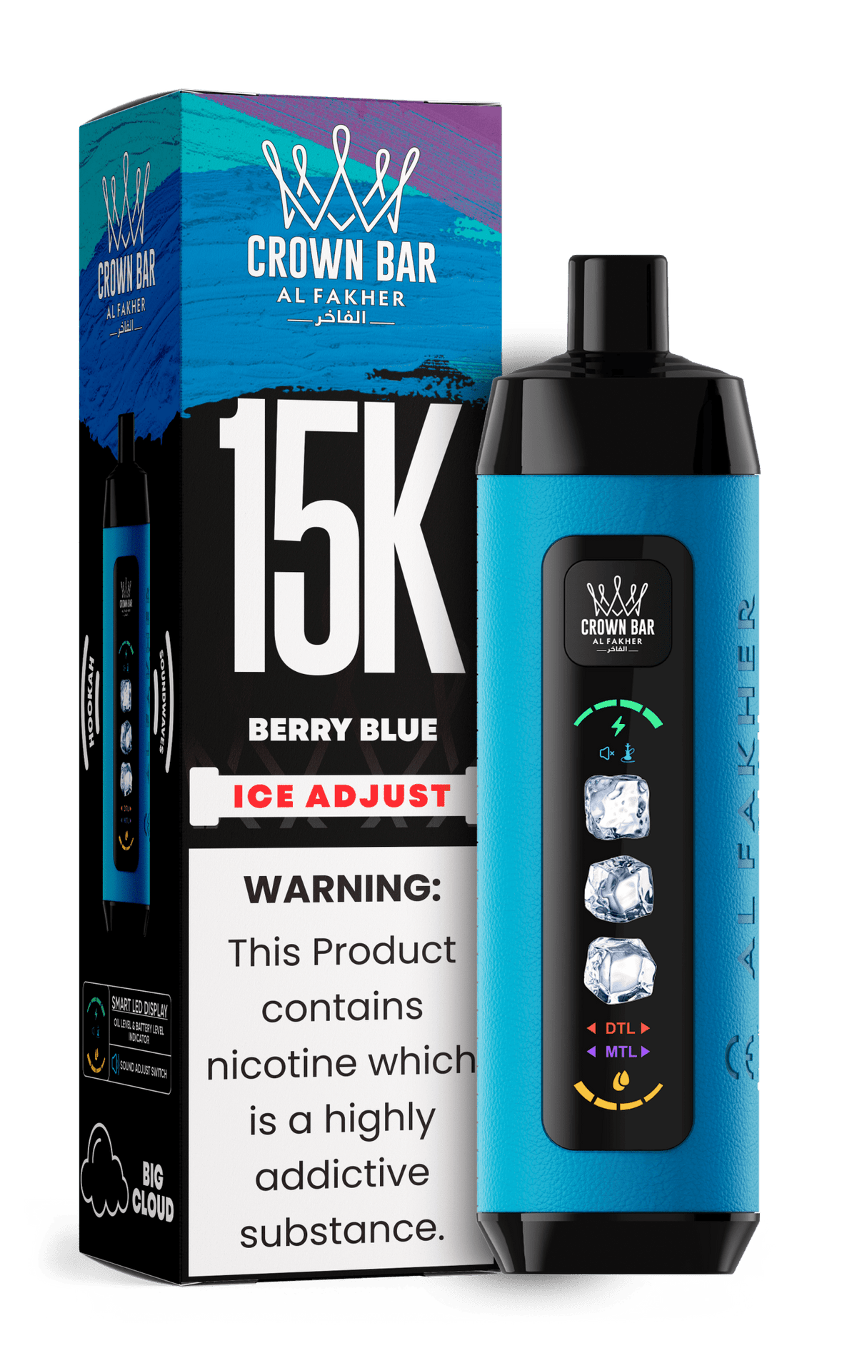 Al Fakher Crown Bar 15k Ice Adjust Vape - VapeBoo