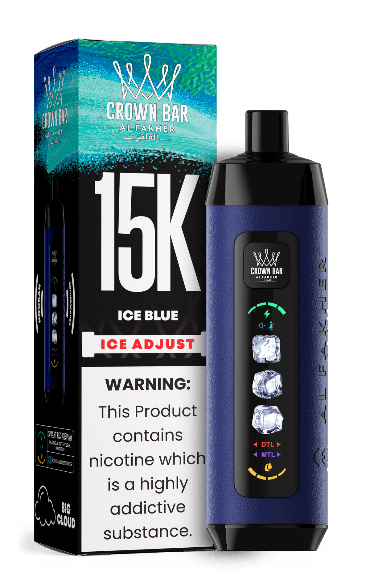 Al Fakher Crown Bar 15k Ice Adjust Vape - VapeBoo