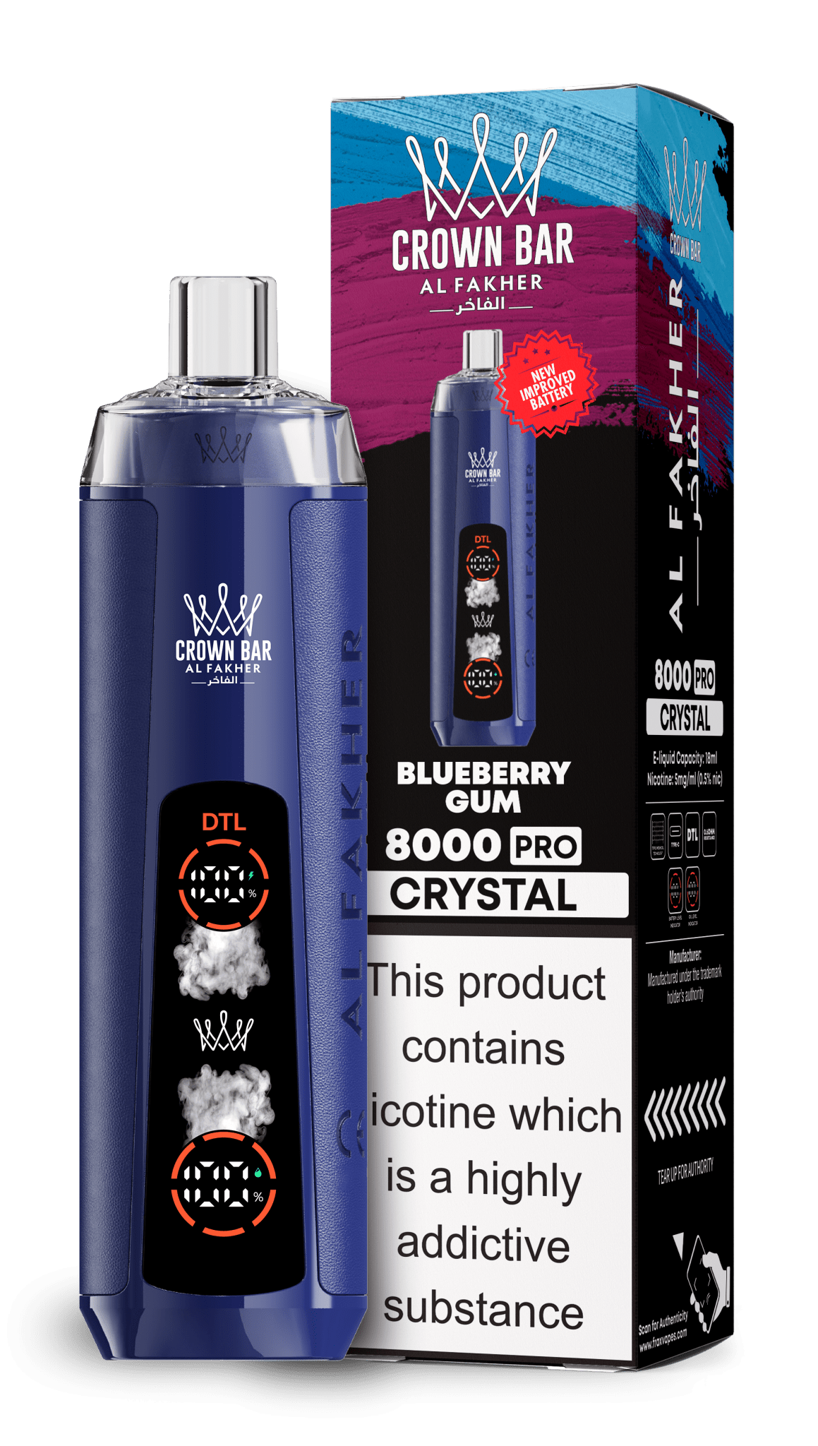 Al Fakher Crown Bar 8000 Pro Crystal Vape