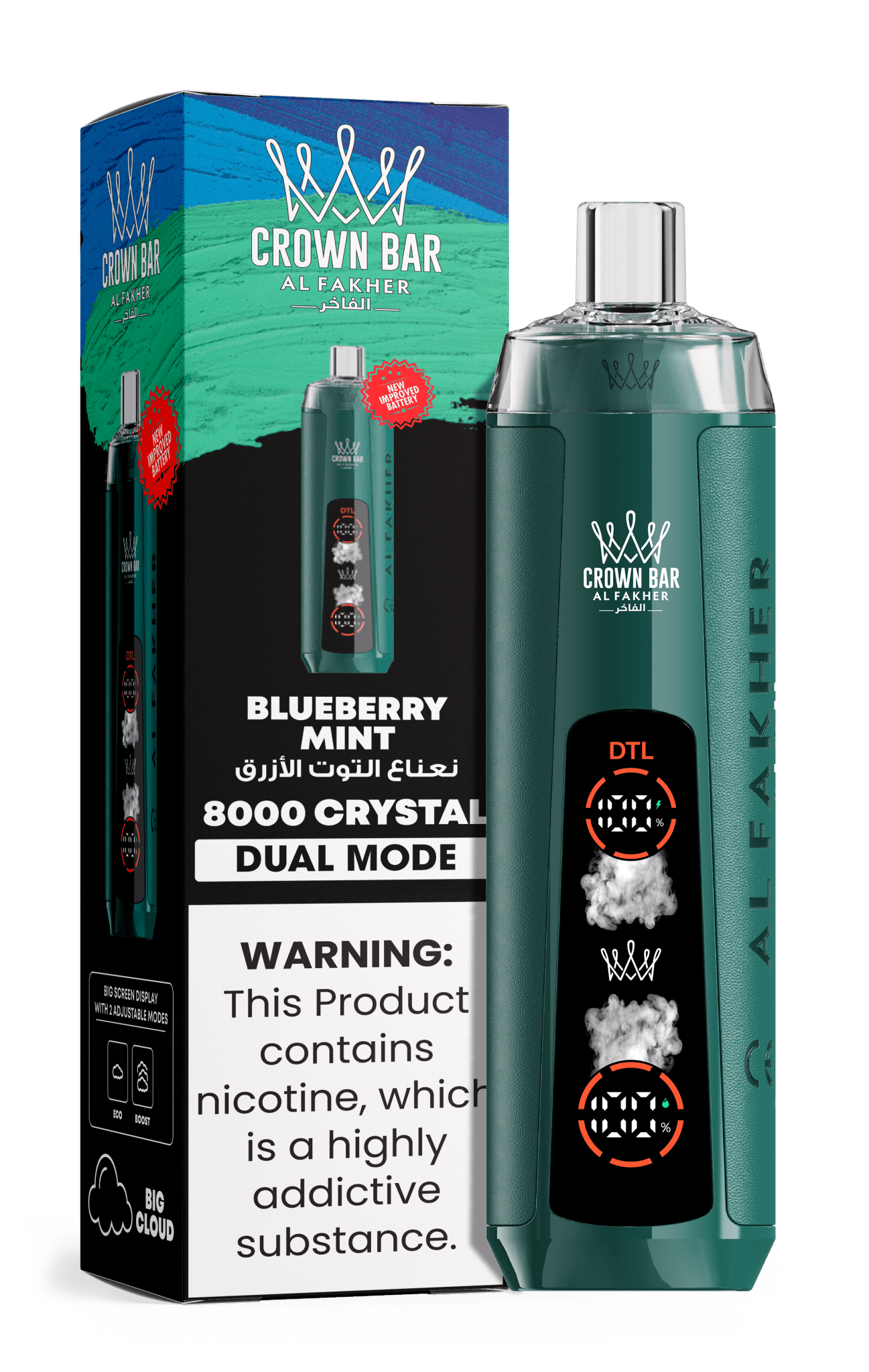 Al Fakher Crystal 8000+ Puffs Disposable Vape Box of 10 Al Fakher Crystal 8000+ Puffs Disposable Vape Box of 10