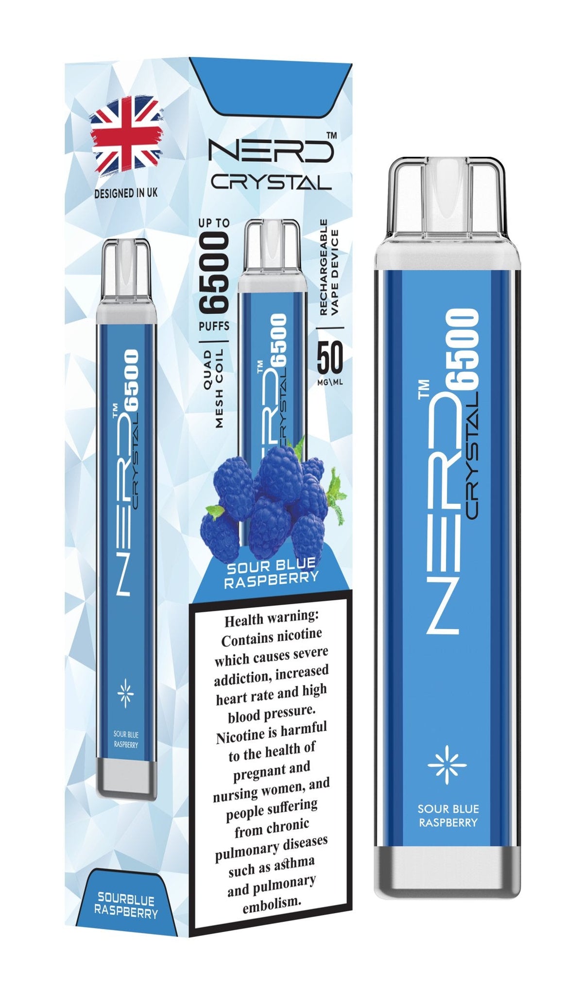 Nerd Crystal 6500 Puffs Disposable Vape 20mg Box of 10