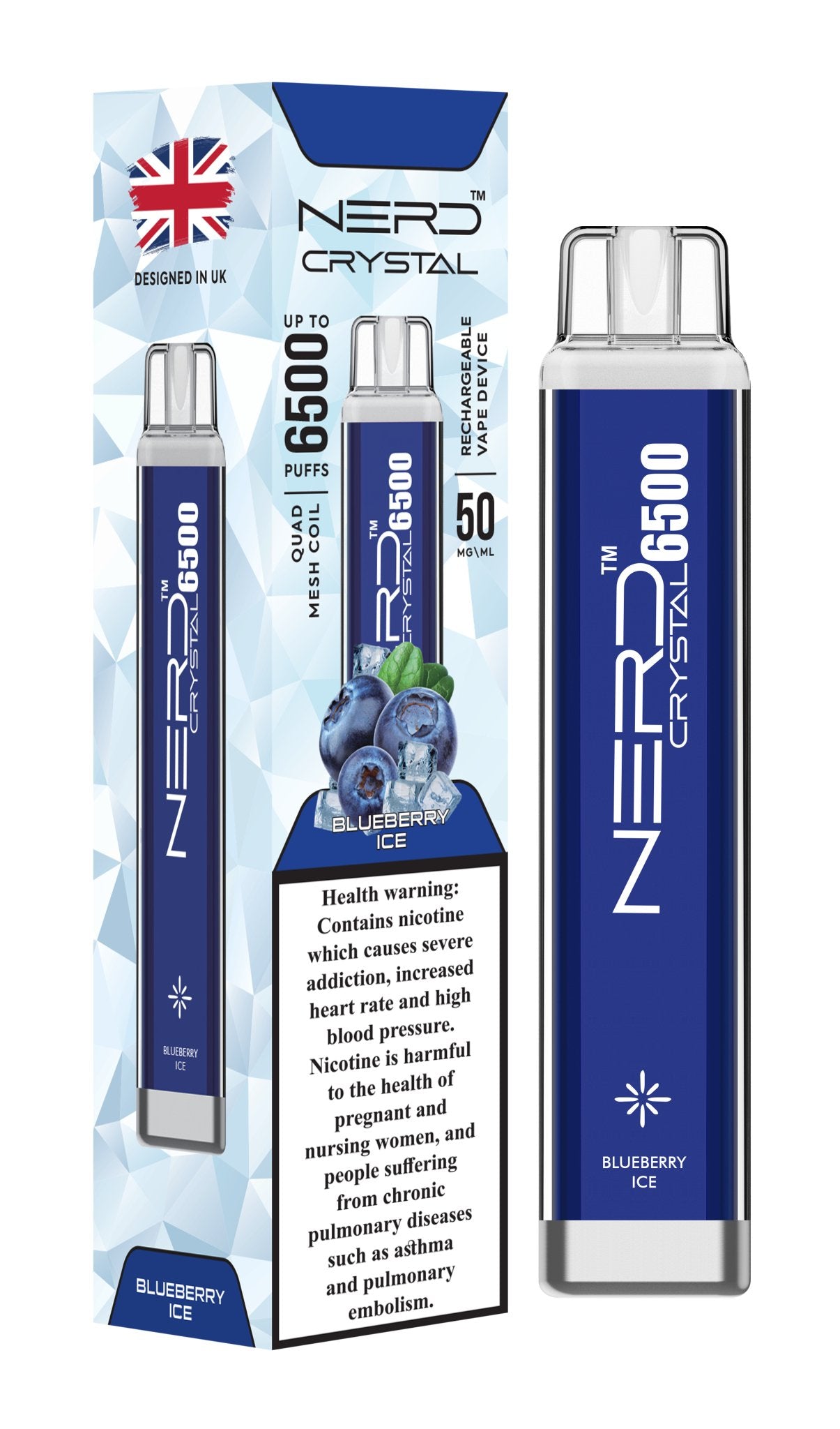 Nerd Crystal 6500 Puffs Disposable Vape - 20mg - Box of 10 Nerd Crystal 6500 Puffs Disposable Vape - 20mg - Box of 10