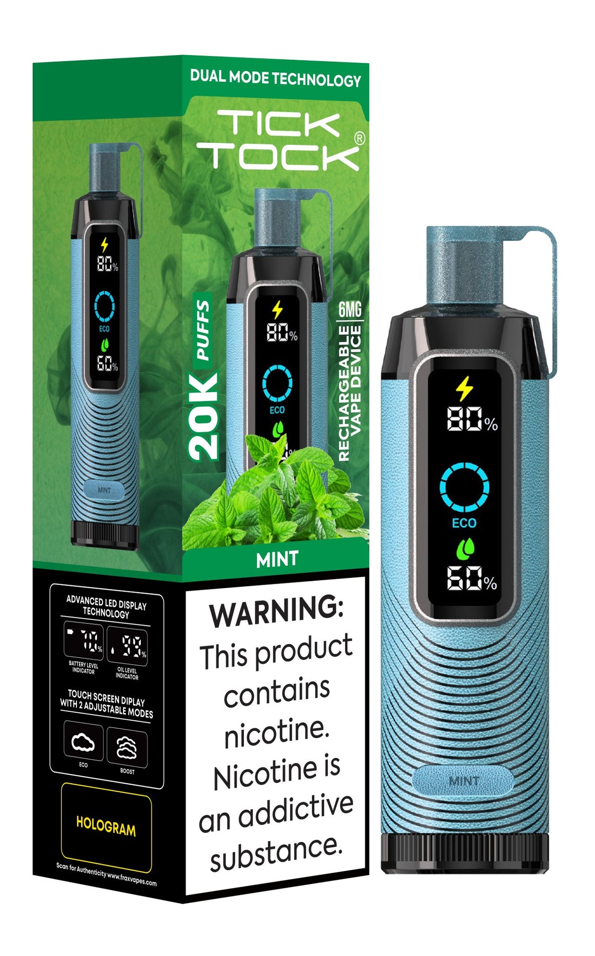 Tick Tock 20,000 Puffs Disposable Vape 20mg - VapeBoo