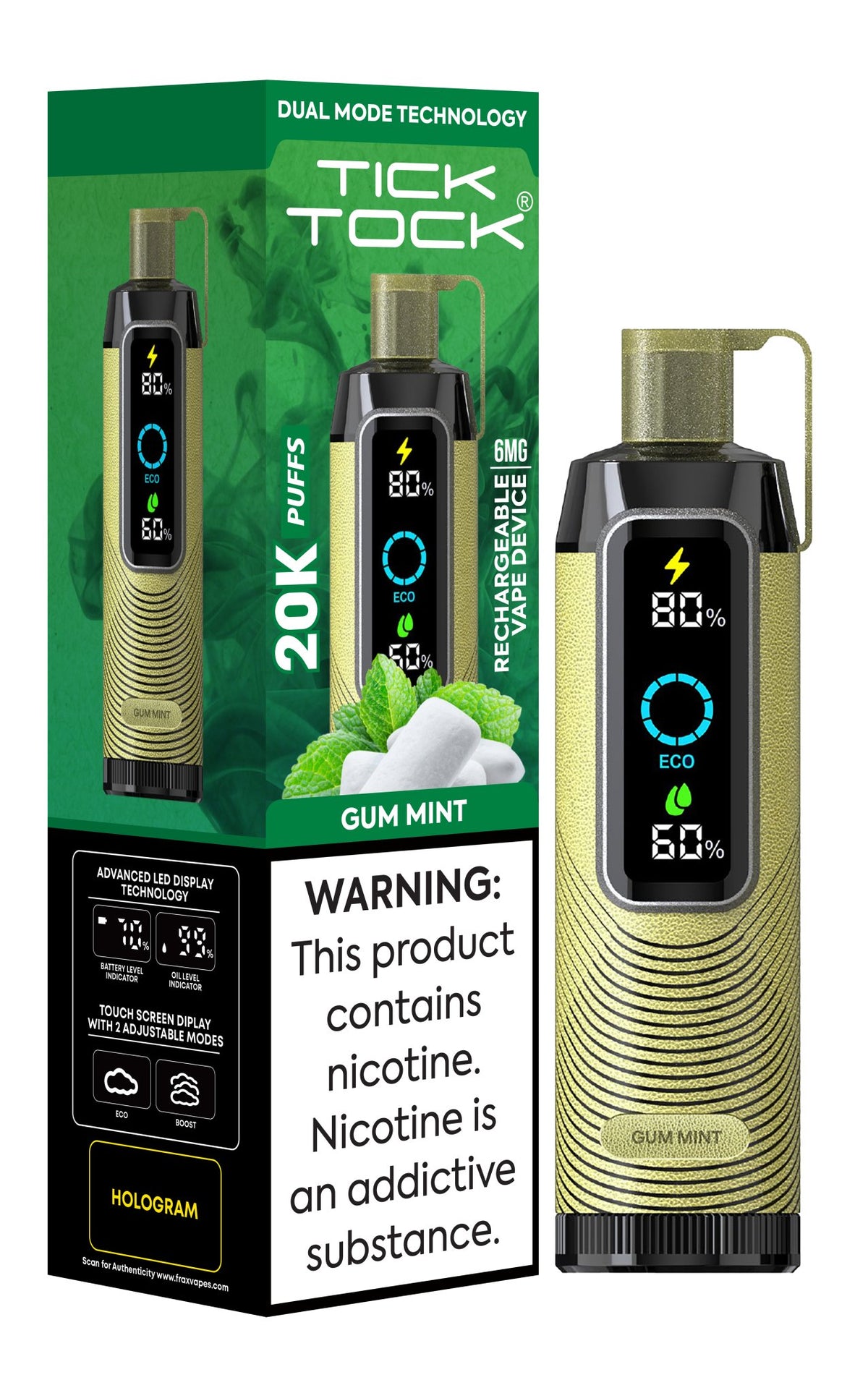 Tick Tock 20,000 Puffs Disposable Vape 20mg - VapeBoo