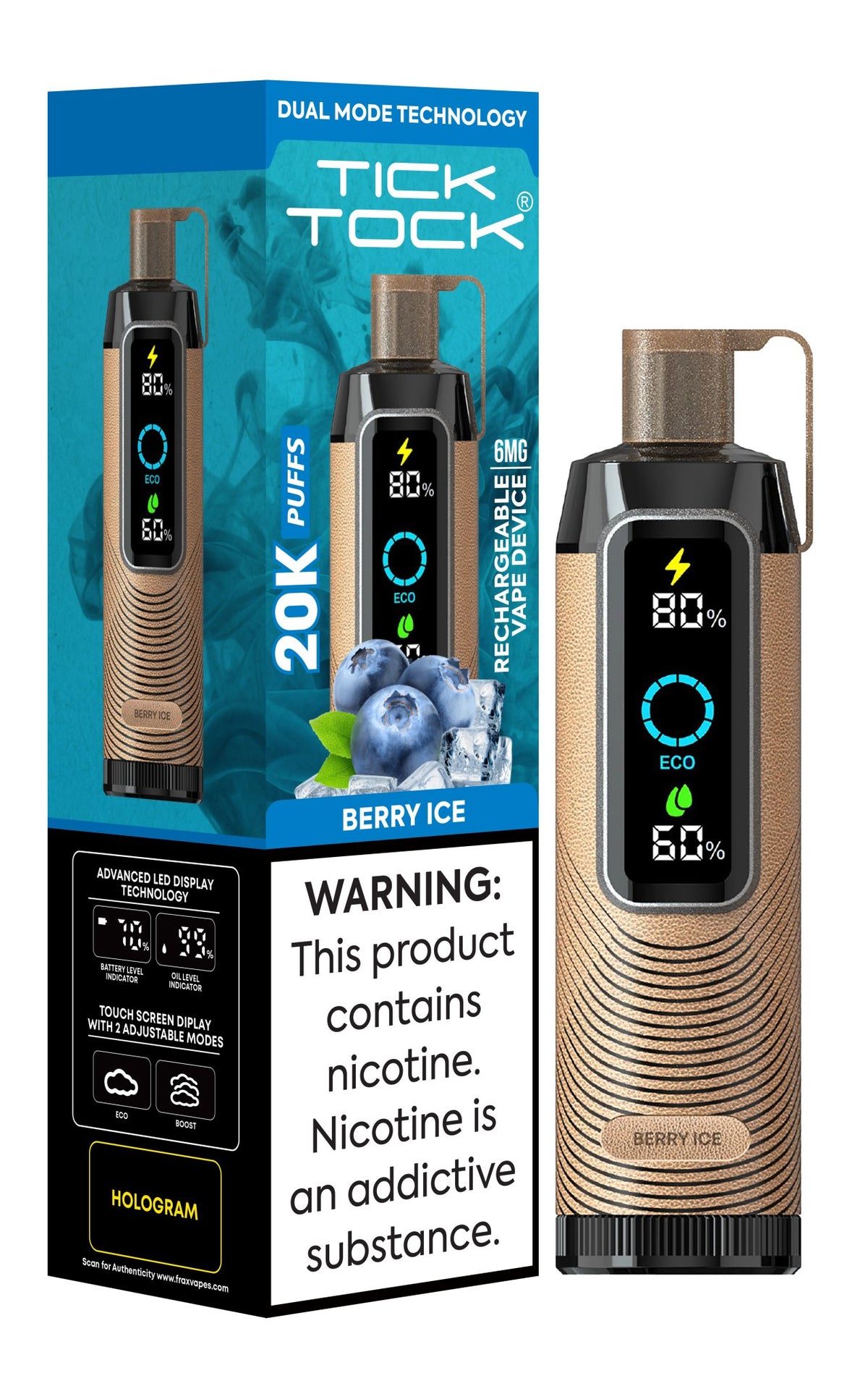 Tick Tock 20,000 Puffs Disposable Vape 20mg - VapeBoo