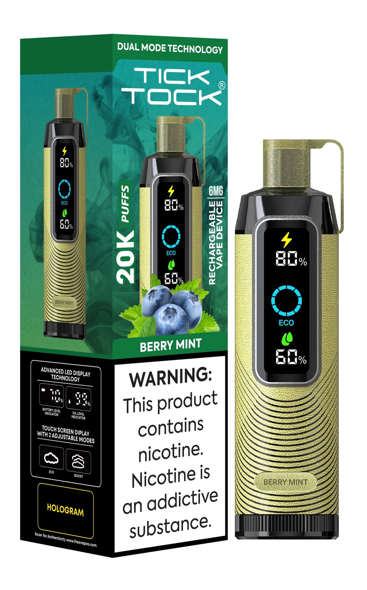Tick Tock 20,000 Puffs Disposable Vape 20mg - VapeBoo