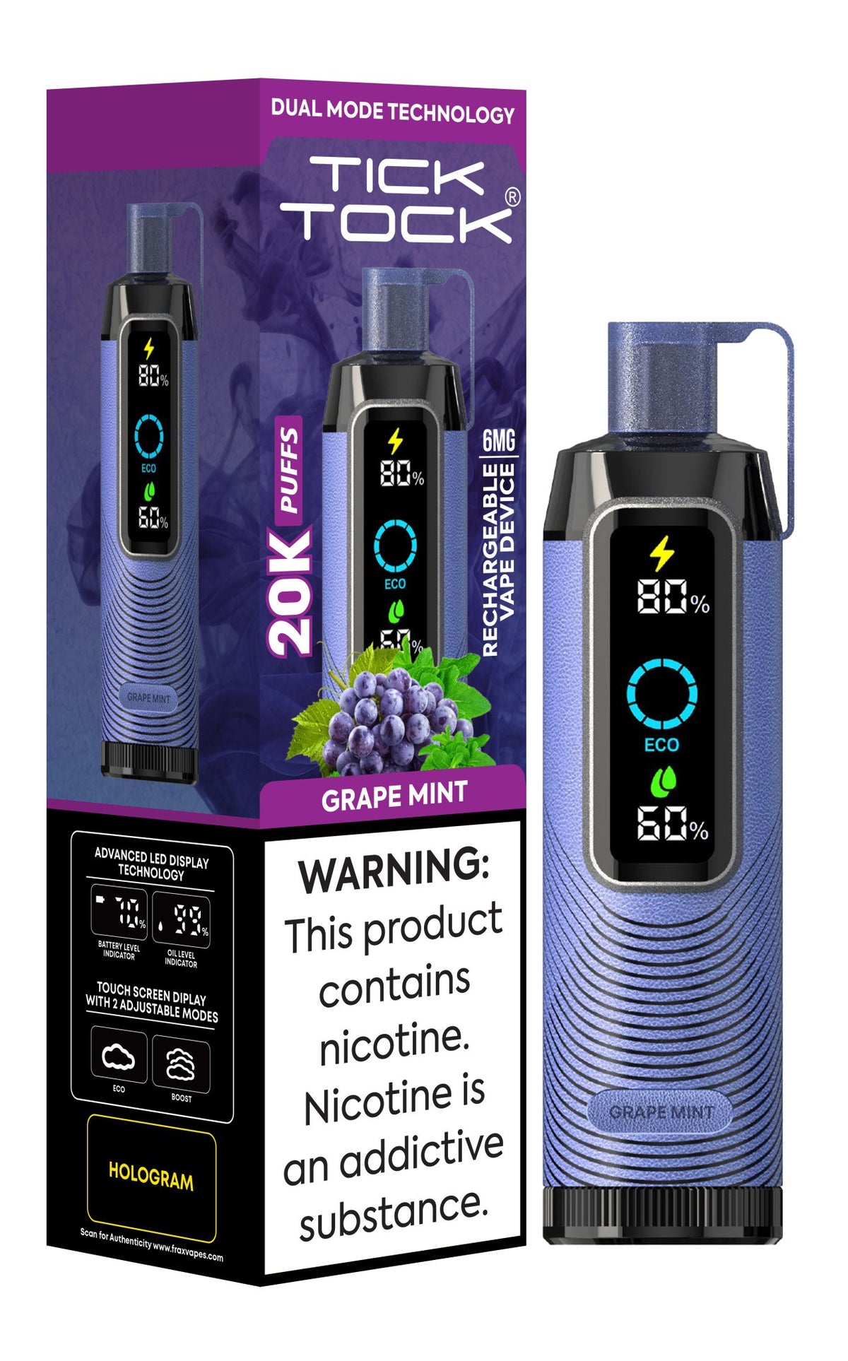Tick Tock 20,000 Puffs Disposable Vape 20mg - VapeBoo